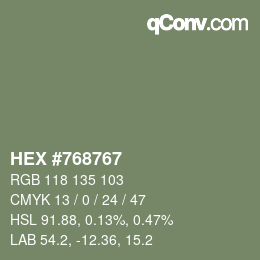 Color code: HEX #768767 | qconv.com