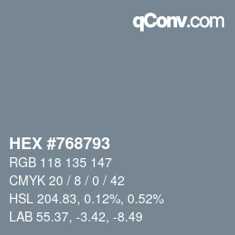 Código de color: HEX #768793 | qconv.com