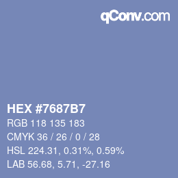 カラーコード: HEX #7687B7 | qconv.com