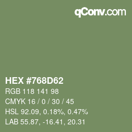 Color code: HEX #768D62 | qconv.com