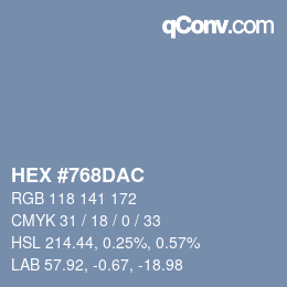 カラーコード: HEX #768DAC | qconv.com