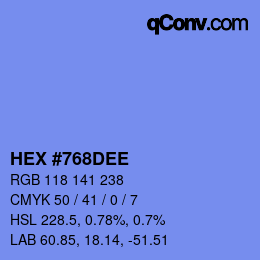 カラーコード: HEX #768DEE | qconv.com