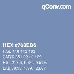 Color code: HEX #768EB6 | qconv.com