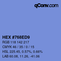 Color code: HEX #768ED9 | qconv.com