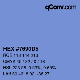 颜色代码: HEX #7690D5 | qconv.com