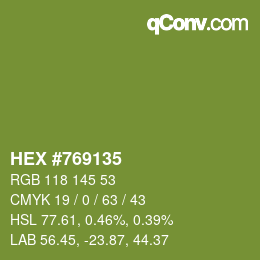 カラーコード: HEX #769135 | qconv.com