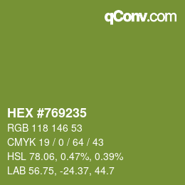 颜色代码: HEX #769235 | qconv.com