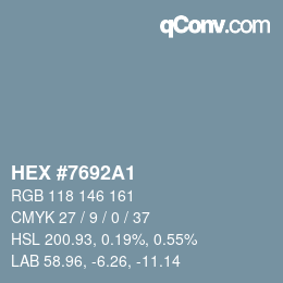 Código de color: HEX #7692A1 | qconv.com