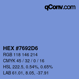 Color code: HEX #7692D6 | qconv.com