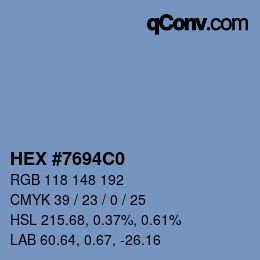 Color code: HEX #7694C0 | qconv.com