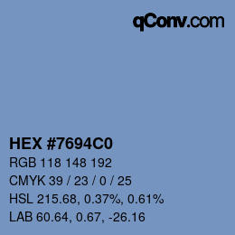 Color code: HEX #7694C0 | qconv.com