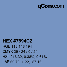 颜色代码: HEX #7694C2 | qconv.com