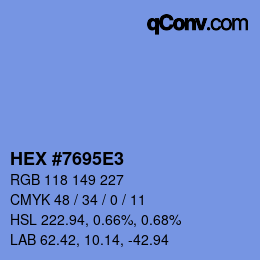 カラーコード: HEX #7695E3 | qconv.com