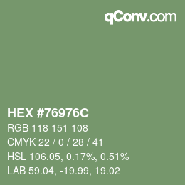 Color code: HEX #76976C | qconv.com