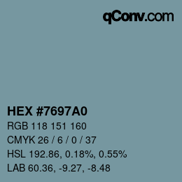 Color code: HEX #7697A0 | qconv.com