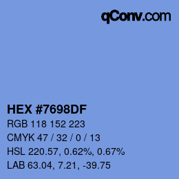 Color code: HEX #7698DF | qconv.com