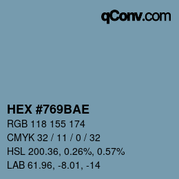 Color code: HEX #769BAE | qconv.com