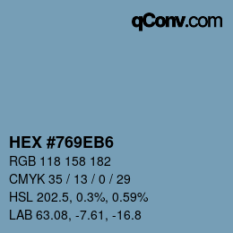 Color code: HEX #769EB6 | qconv.com