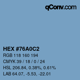 Farbcode: HEX #76A0C2 | qconv.com