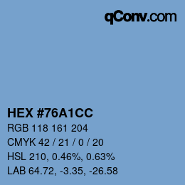 Color code: HEX #76A1CC | qconv.com