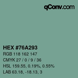 カラーコード: HEX #76A293 | qconv.com