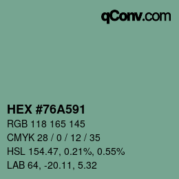 カラーコード: HEX #76A591 | qconv.com