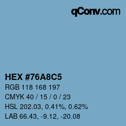 Color code: HEX #76A8C5 | qconv.com