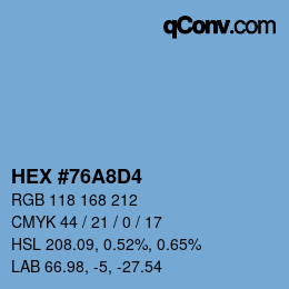 カラーコード: HEX #76A8D4 | qconv.com
