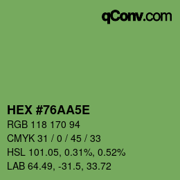 Color code: HEX #76AA5E | qconv.com