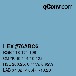 Farbcode: HEX #76ABC6 | qconv.com