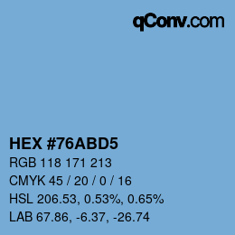 颜色代码: HEX #76ABD5 | qconv.com