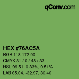 Color code: HEX #76AC5A | qconv.com