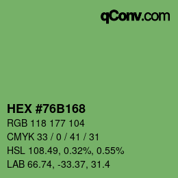 Color code: HEX #76B168 | qconv.com