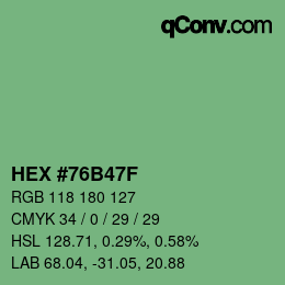 Color code: HEX #76B47F | qconv.com