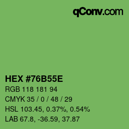 Color code: HEX #76B55E | qconv.com