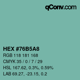 Color code: HEX #76B5A8 | qconv.com