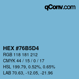 カラーコード: HEX #76B5D4 | qconv.com