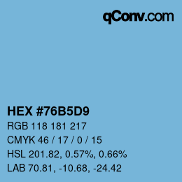 カラーコード: HEX #76B5D9 | qconv.com