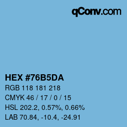 カラーコード: HEX #76B5DA | qconv.com