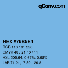 Código de color: HEX #76B5E4 | qconv.com