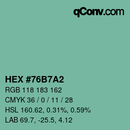 Código de color: HEX #76B7A2 | qconv.com