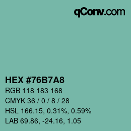 カラーコード: HEX #76B7A8 | qconv.com