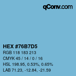 カラーコード: HEX #76B7D5 | qconv.com