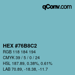 カラーコード: HEX #76B8C2 | qconv.com