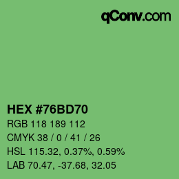 Color code: HEX #76BD70 | qconv.com