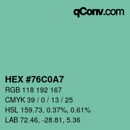 Color code: HEX #76C0A7 | qconv.com