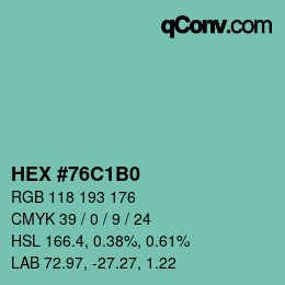 Color code: HEX #76C1B0 | qconv.com