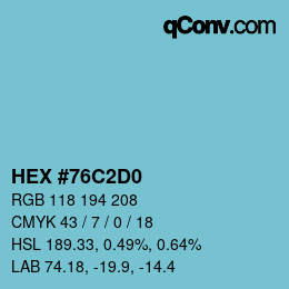 カラーコード: HEX #76C2D0 | qconv.com