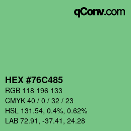 カラーコード: HEX #76C485 | qconv.com