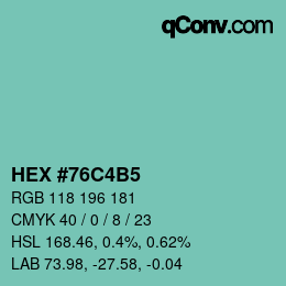 Color code: HEX #76C4B5 | qconv.com